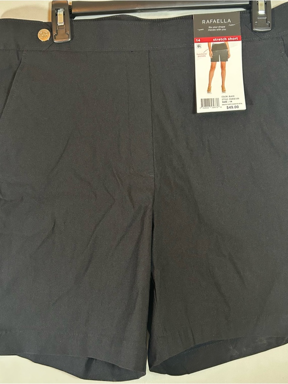 Rafaella Black Stretch Short with Functional Pockets